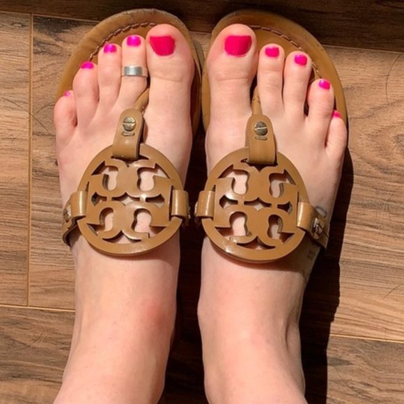 Tory Burch Shoes - Tory Burch Miller Sandals Patent Sand Size 7.5